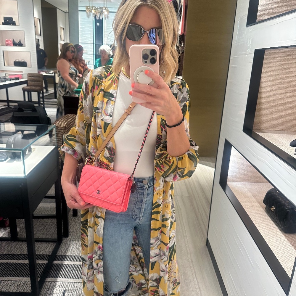 Chanel WOC- Coral/Pink with Black Matte Hardware